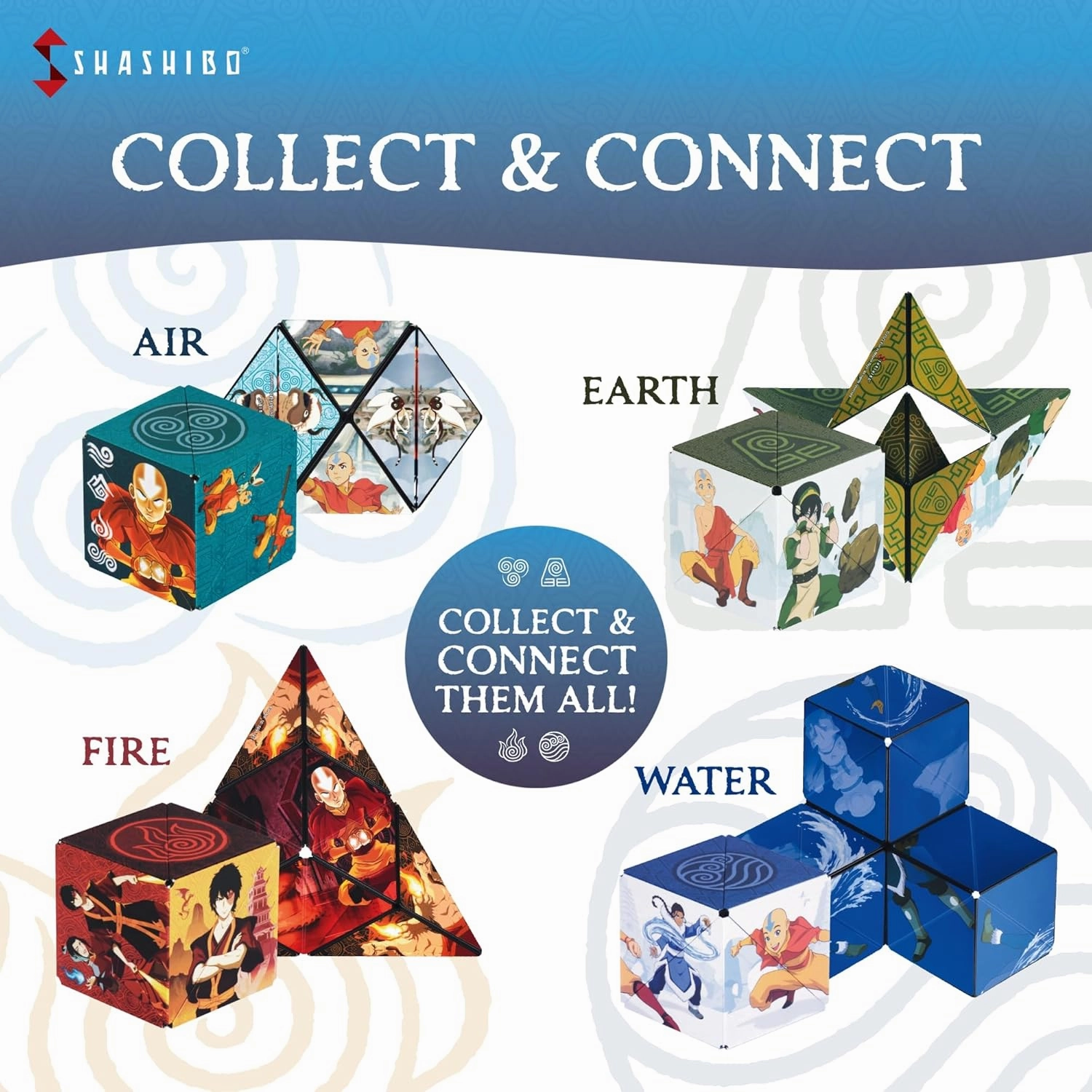 SHASHIBO Avatar The Last Airbender Shape Shifting Box - STEM Magnetic Fidget Cube That Transforms Into Over 70 Shapes, Download Fun in Motion Toys Mobile App (Water)