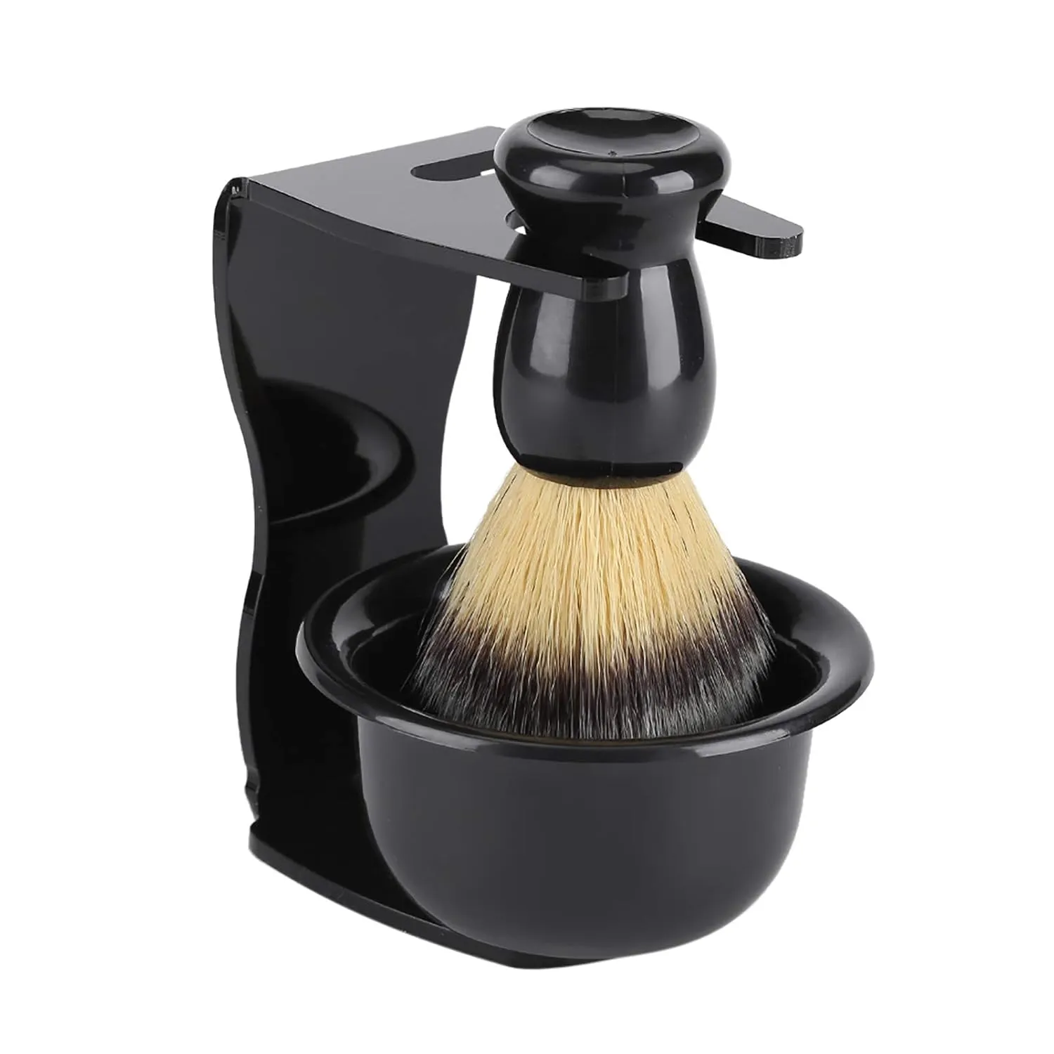 Shaving Brush Set, 3 in 1 Men Hair Shave Brushes Bowl Stand Shaving Cream Soap Razor Holder Mug Kit Soft Nylon Cleaning Tool for Wet Father Husband Boyfriend Birthday Dad Valentines Day Gifts Women