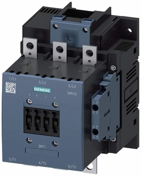 Siemens 3RT10 54-6AP36 Motor Contactor, 3 Poles, S6 Frame Size, Screw Terminals, Conventional Coil, 2 NO   2 NC Auxilliary Contacts, 115 AC3 Amp Rating, AC 40-60Hz, DC 220-240V
