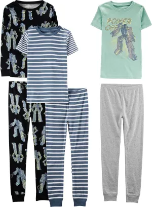 Simple Joys by Carter's Boys' 6-Piece Snug Fit Cotton Pajama Set