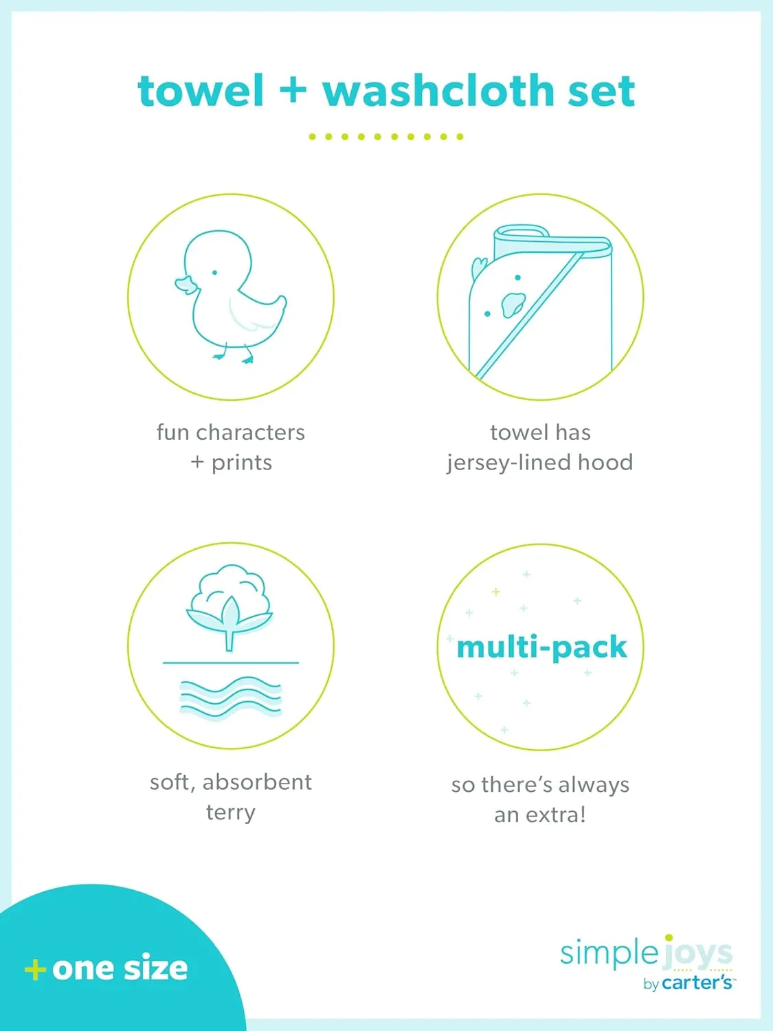 Simple Joys by Carter's Unisex Babies' 8-Piece Towel and Washcloth Set, Multipacks