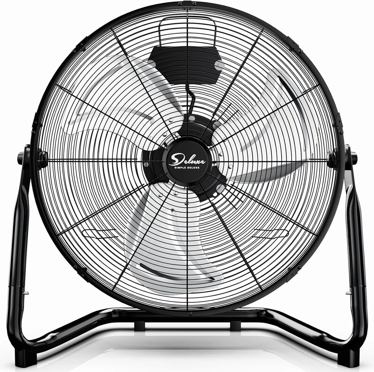 Simple Deluxe 20 Inch 3-Speed High Velocity Heavy Duty Metal Industrial Floor Fans Oscillating Quiet for Home, Commercial, Residential, and Greenhouse Use, Outdoor/Indoor, Black, 20"
