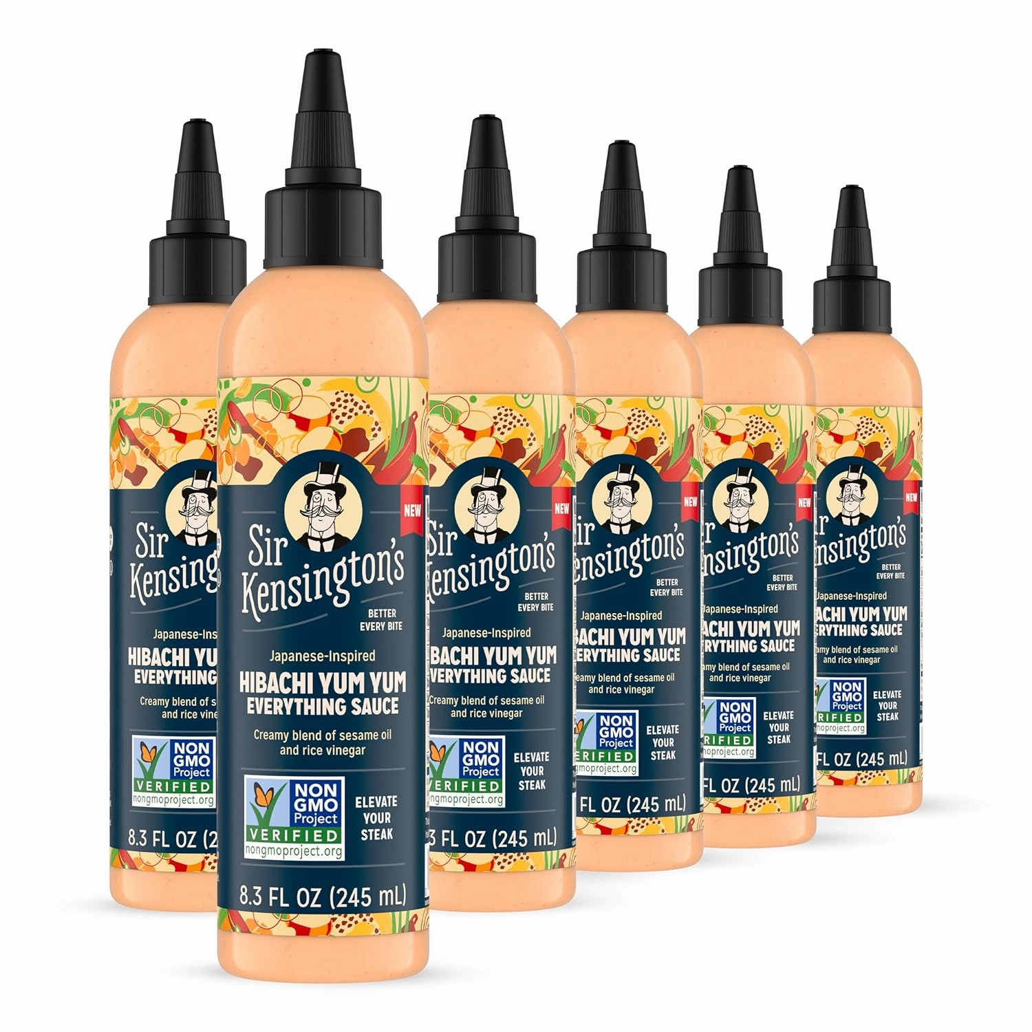 Sir Kensington's Everything Sauce Hibachi Yum Yum Sauce, 6 pk for Dressing, Dipping & Drizzling, Non-GMO, Certified Humane, Keto, Gluten Free, Kosher & Dairy Free, 8.3 oz,