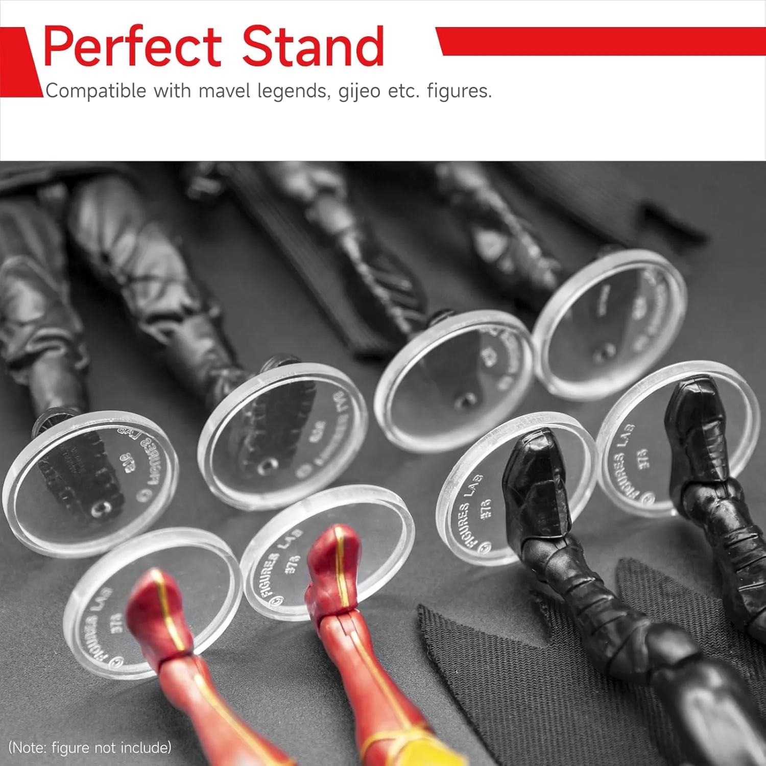 SIXPOINTS 100 Pieces 6 inch Clear Round Plastic Action Figure Display Stand Base with PEG, Model Support Stands Compatible with 1/12 Marvel Legends/DC/GI Joe/Motu Figure Toy (100Pcs Round(Clear)