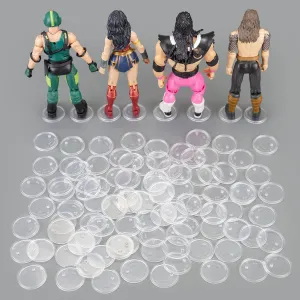 SIXPOINTS 100 Pieces 6 inch Clear Round Plastic Action Figure Display Stand Base with PEG, Model Support Stands Compatible with 1/12 Marvel Legends/DC/GI Joe/Motu Figure Toy (100Pcs Round(Clear)