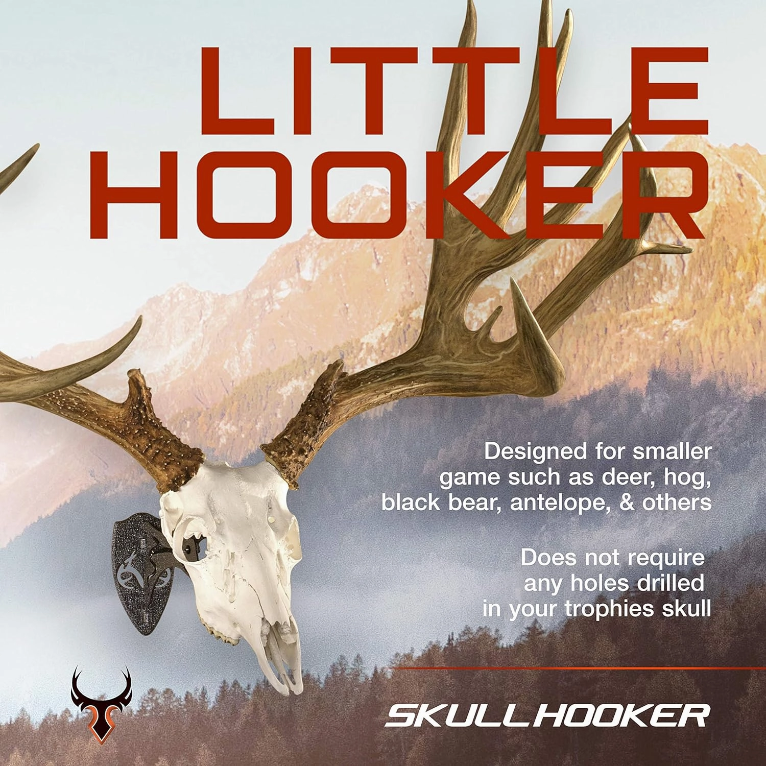Skull Hooker Realtree Edition Little Hooker Trophy Mount - Perfect Kit for Hanging and Mounting Hogs, Aoudad, Alligator, Black Bear Skulls for Display - Available in Graphite Black and Robust Brown