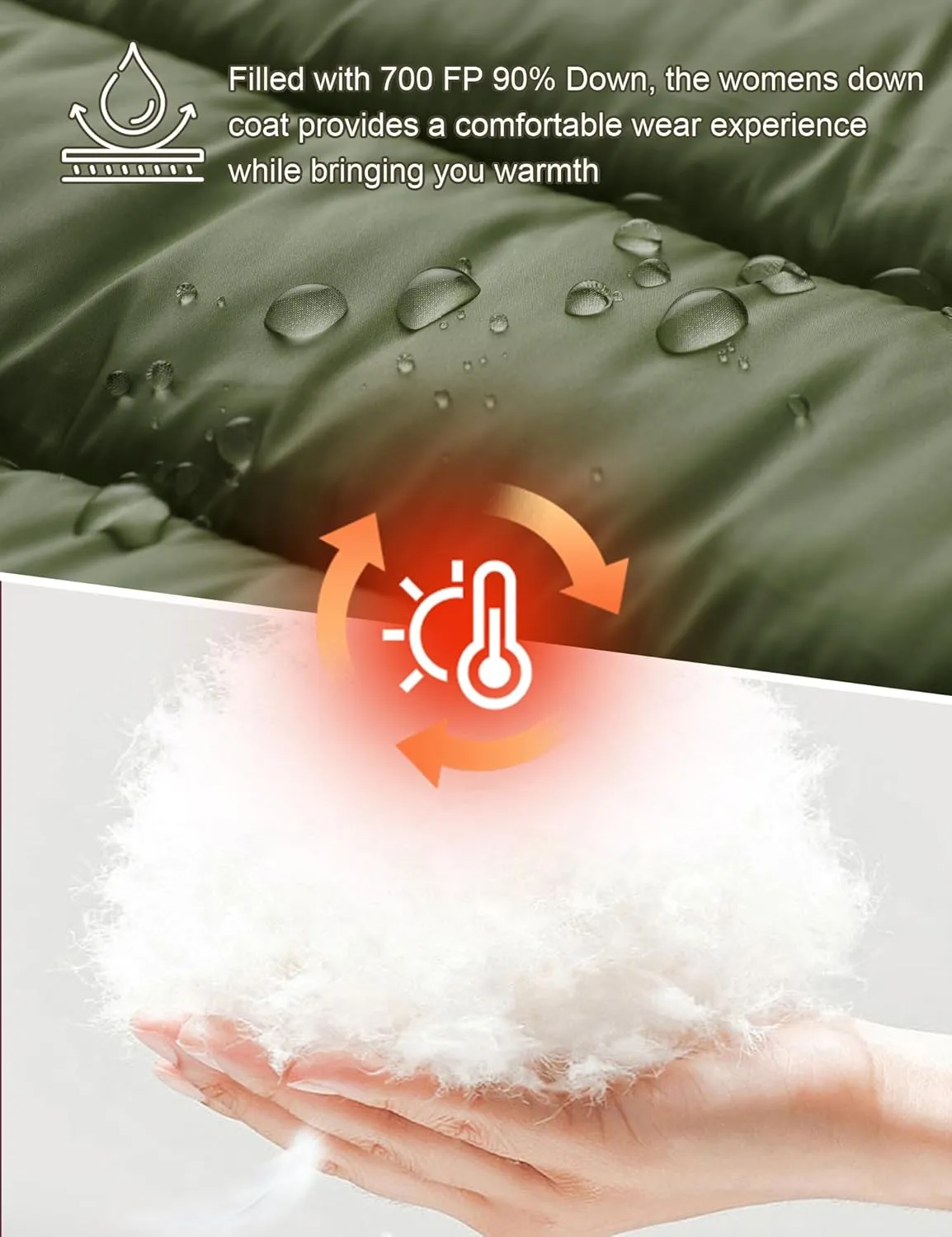 SLOW DOWN Women Lightweight Down Puffer Coat, Women Hooded Mid-Length Packable Winter Jacket with Packing Bag