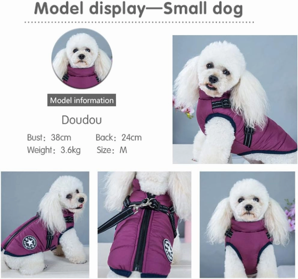 Small Dog Jacket with Harness, Outdoor Dog Sport Vest, Outdoor Warm Pet Winter Coat Harness for Cats Puppy Small Dogs