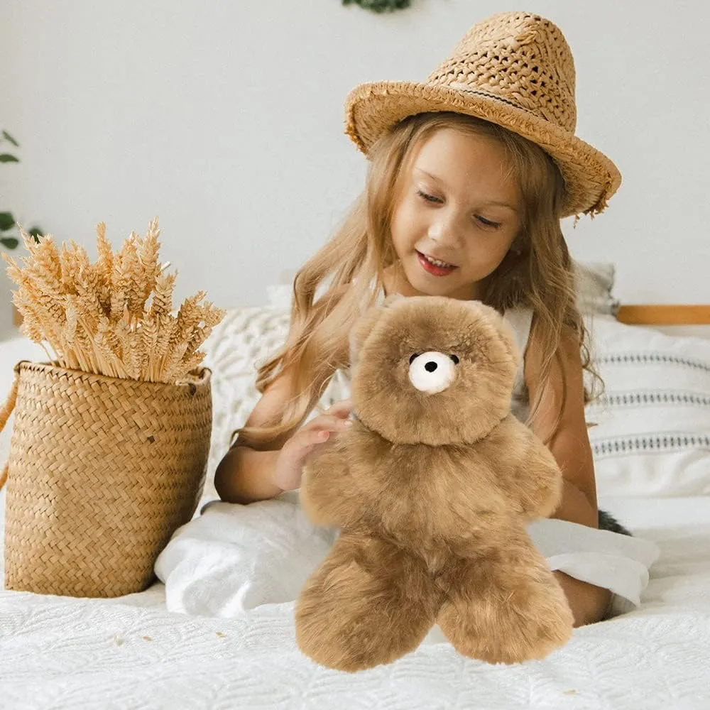 Soft and Cuddly Baby Alpaca Teddy Bear - 12 inch. Premium Alpaca Stuffed Animal Handmade on Genuine Alpaka Fur. Cute Bear (12 inches, Brown)