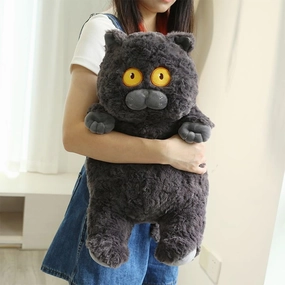 Soft Stuffed Animal Funny Pillow:Cute Black Cat Plush Sleeping Hugging Pillow for Kids Pillow Kitten Dolls Plush Toy Cuddly Gift for Girls Sense of Humor(17.7in)