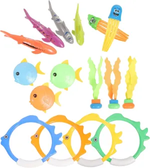 Sosoport 1Set Diving for Underwater Pool with Rings Fish and Sticks for Fun Swimming Activities Safe Lightweight and Easy to Store for Boys