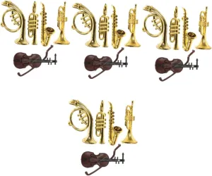Sosoport 4sets Miniature Dollhouse Instruments 1:12 Scale Musical Toys Dollhouse Decor Boys and Girls Present 5pcs*4