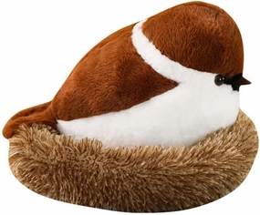 Sparrow Plush Toy with Bird's Nest 15.7" Stuffed Animal Figures Bird Throw Plush Pillow Toys Huggable Soft Animal Doll for Kids Birthday