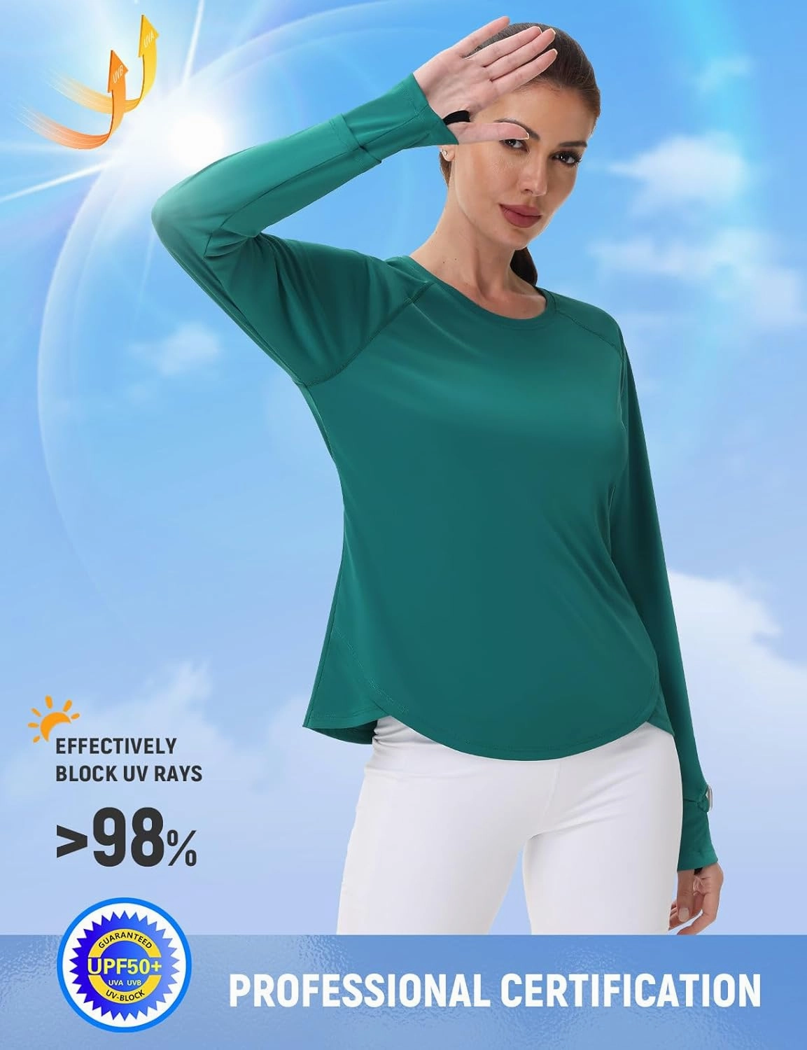 SPEXIAL Women's Sun Shirts UPF 50  UV Protection SPF Long Sleeve Hiking Fishing Running Quick Dry Lightweight Outdoor