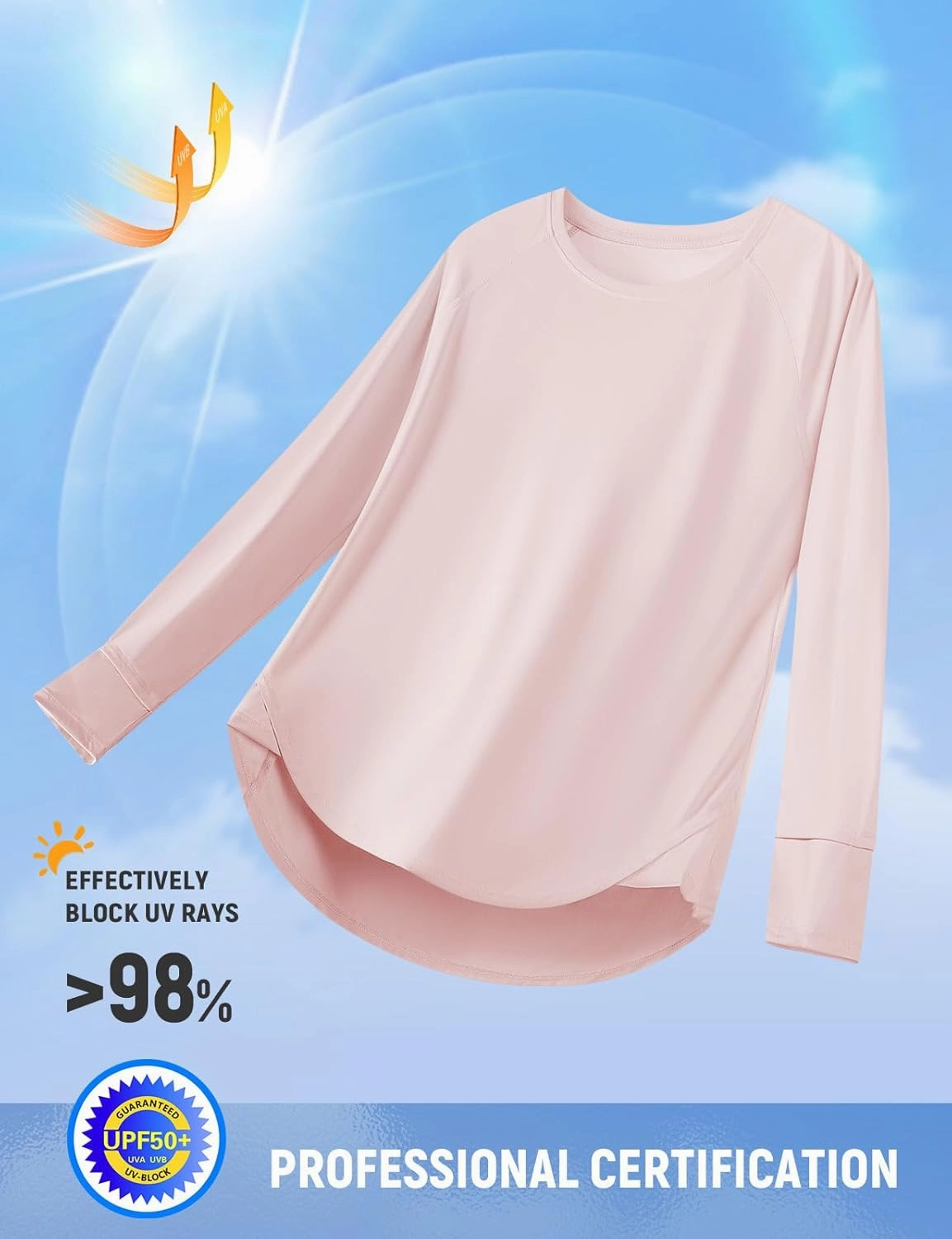 SPEXIAL Women's Sun Shirts UPF 50  UV Protection SPF Long Sleeve Hiking Running Tops Quick Dry Lightweight Outdoor