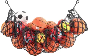 Sports Ball Storage Net,Hanging Basket Organizer Net for Basketballs,Volleyballs Soccer, Sport Equipment Organizer Storage Mesh Bag,Garage Ball Storage,Football Soccer Sports Ball Mesh Net