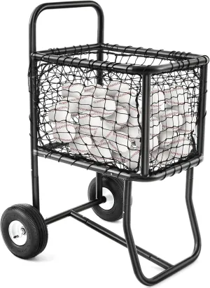 Sports Baseball Cart with Wheels, Large Softball Caddy Ball Holder, Holds up to 300 Baseballs or 150 Softballs, 18'' W x 24'' l x 45'' H