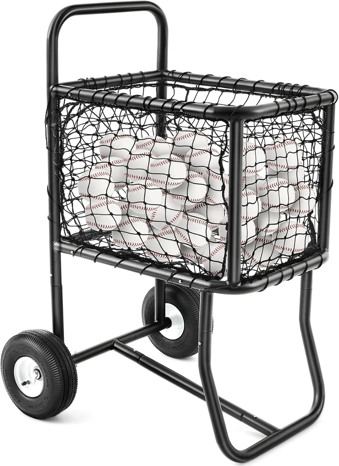 Sports Baseball Cart with Wheels, Large Softball Caddy Ball Holder, Holds up to 300 Baseballs or 150 Softballs, 18'' W x 24'' l x 45'' H
