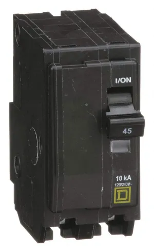 Square D Plug In Circuit Breaker, QO, Number of Poles 2, 45 Amps, 120/240VAC, Standard - QO245
