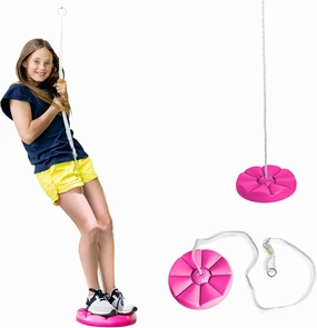 Squirrel Products Heavy Duty Pink Disc Tree Swing with Rope for Outdoor Play - Easy DIY Addition to Playset or Tree