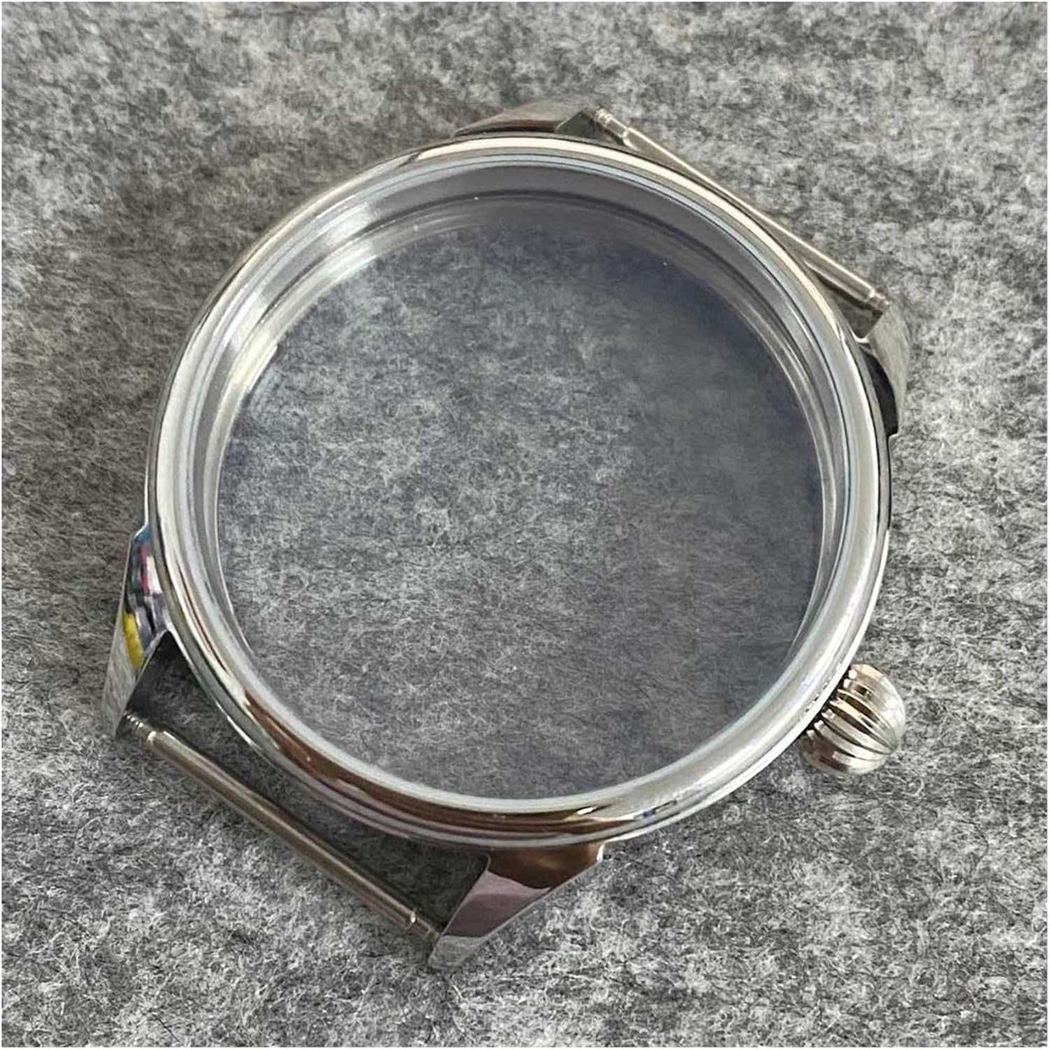 Stainless Watch Case compatible with ETA6497 compatible with Seagull ST36 Movement Polished 42MM Transparent Bottom Case Waterproof Ring Watch Accessories Watch case(Pumpkin head)