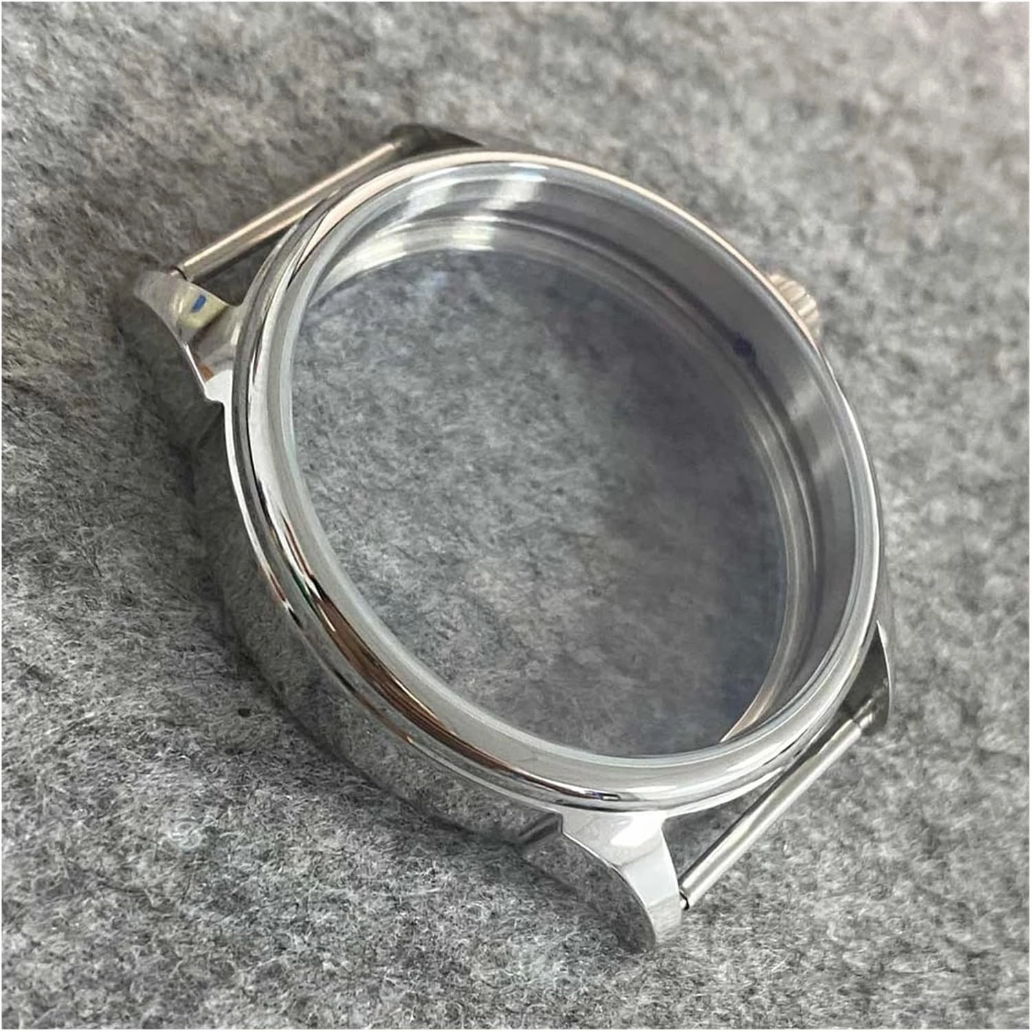 Stainless Watch Case compatible with ETA6497 compatible with Seagull ST36 Movement Polished 42MM Transparent Bottom Case Waterproof Ring Watch Accessories Watch case(Pumpkin head)