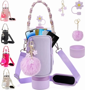 Stanley Cup Accessories Set Including Water Bottle Carrier Bag,Water Bottle Holder with Strap,Straw Cover,Stanley Charms,Silicone Boot for Stanley 40oz 30oz Tumbler