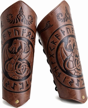 Steampunk Faux Leather Arm Guard Viking Knight Arm Wrist Bracers Gauntlet LARP Costume Armor Cuffs for Women and Men One Pair