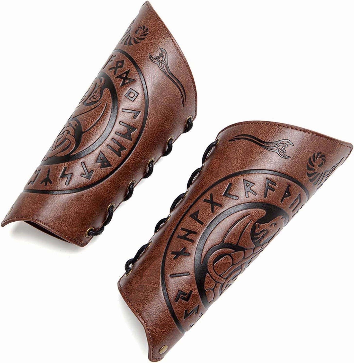 Steampunk Faux Leather Arm Guard Viking Knight Arm Wrist Bracers Gauntlet LARP Costume Armor Cuffs for Women and Men One Pair