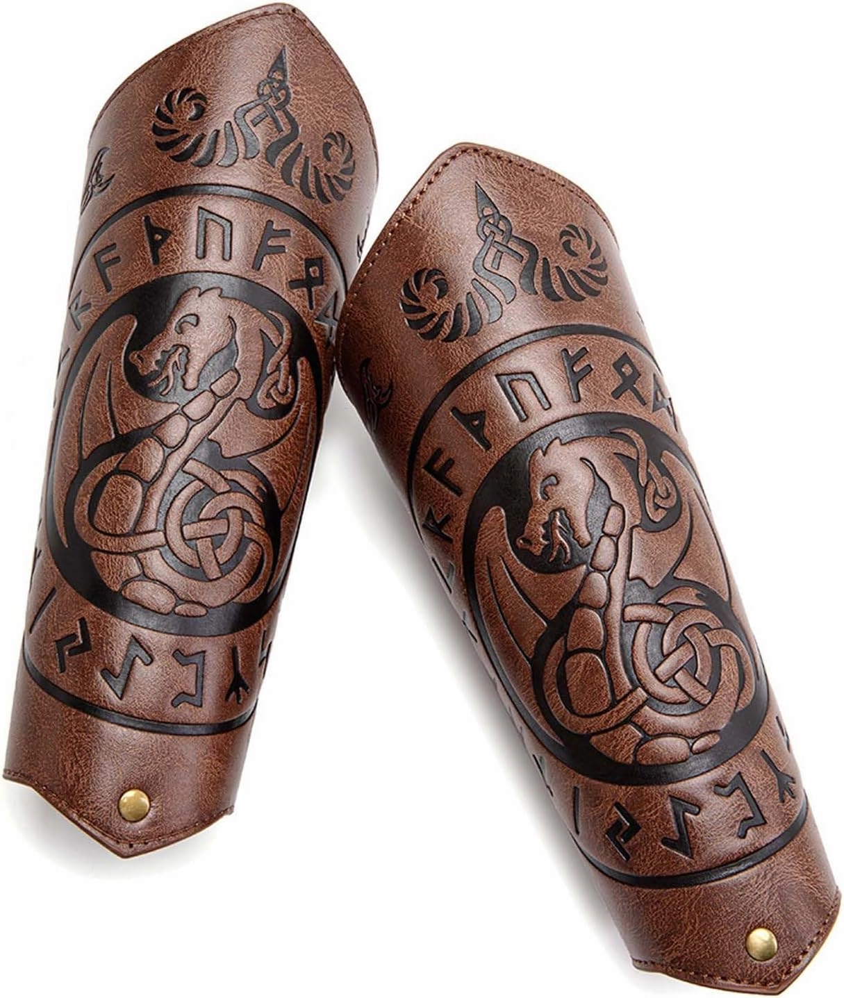 Steampunk Faux Leather Arm Guard Viking Knight Arm Wrist Bracers Gauntlet LARP Costume Armor Cuffs for Women and Men One Pair
