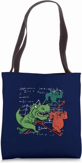 Stock Market Funny Bear Market Bull Market Investors Dino Tote Bag