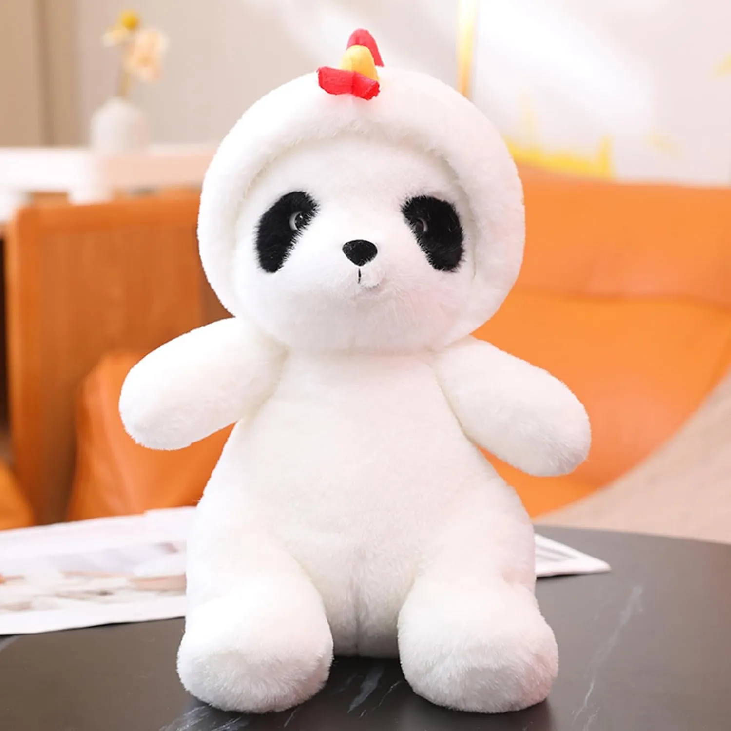 Stuffed Panda Animal in White Chick Costume Adorable Plushies Panda Wearing Chick Outfit Panda Plush Toys Great Gift for Kids Stuffed Animals Panda 12 Inch