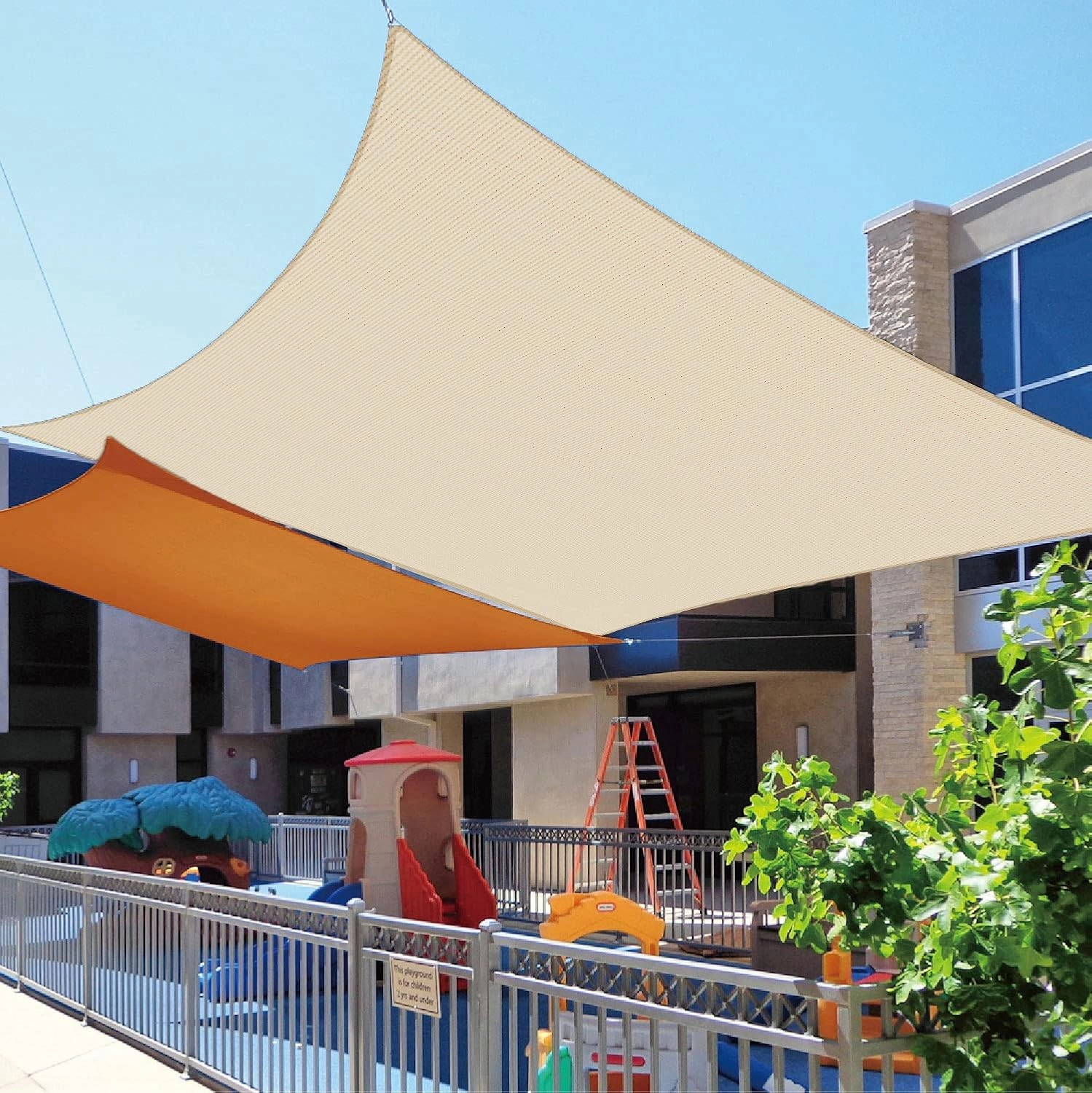 Sun Shade Sail 10'x12' Heavy Duty Commercial Grade with Hardware Kits for Canopy Awning Outdoor Patio Cloth Screen UV Block UV Resistant (Sand)