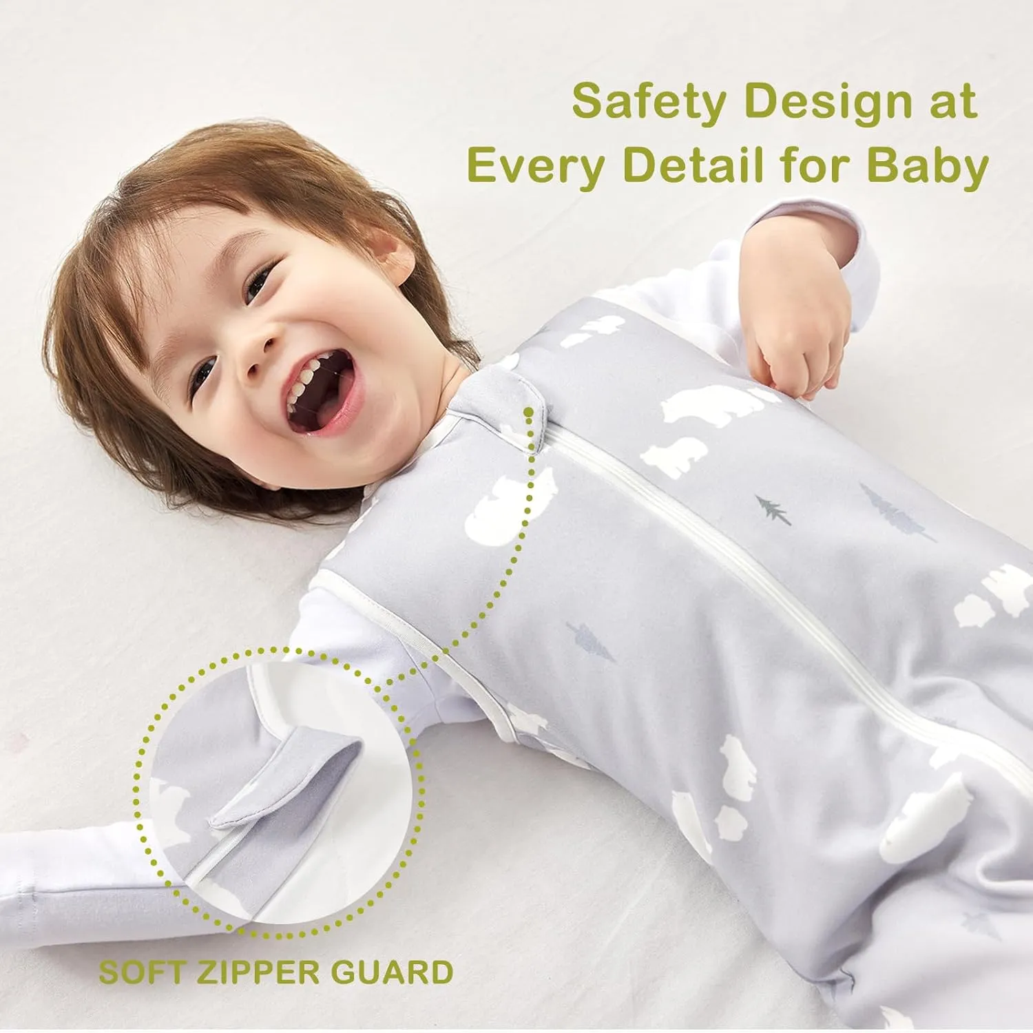 Super Soft 1.5 TOG Sleep Sack, 100% Organic Cotton All Season Warm Baby Wearable Blanket for 6-18 Months, Bear, Size M