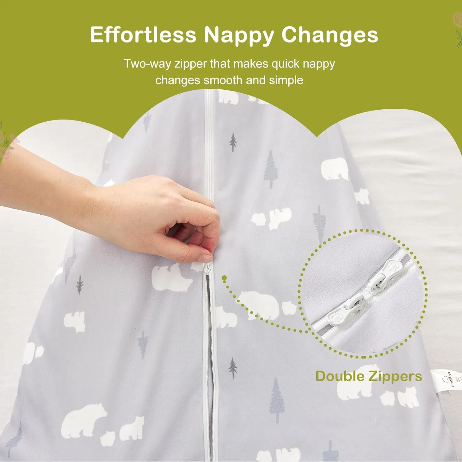 Super Soft 1.5 TOG Sleep Sack, 100% Organic Cotton All Season Warm Baby Wearable Blanket for 6-18 Months, Bear, Size M