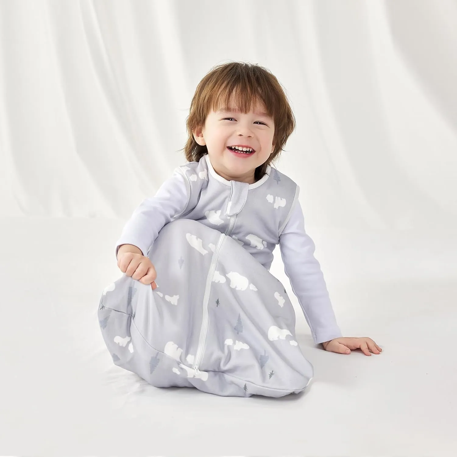 Super Soft 1.5 TOG Sleep Sack, 100% Organic Cotton All Season Warm Baby Wearable Blanket for 6-18 Months, Bear, Size M
