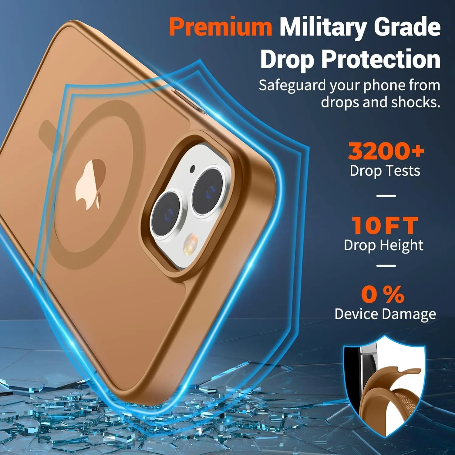 SUPFINE Magnetic for iPhone 14 Case & iPhone 13 Case (Compatible with MagSafe)(Military Grade Drop Protection) Slim Translucent Matte Shockproof Phone Cover,Brown