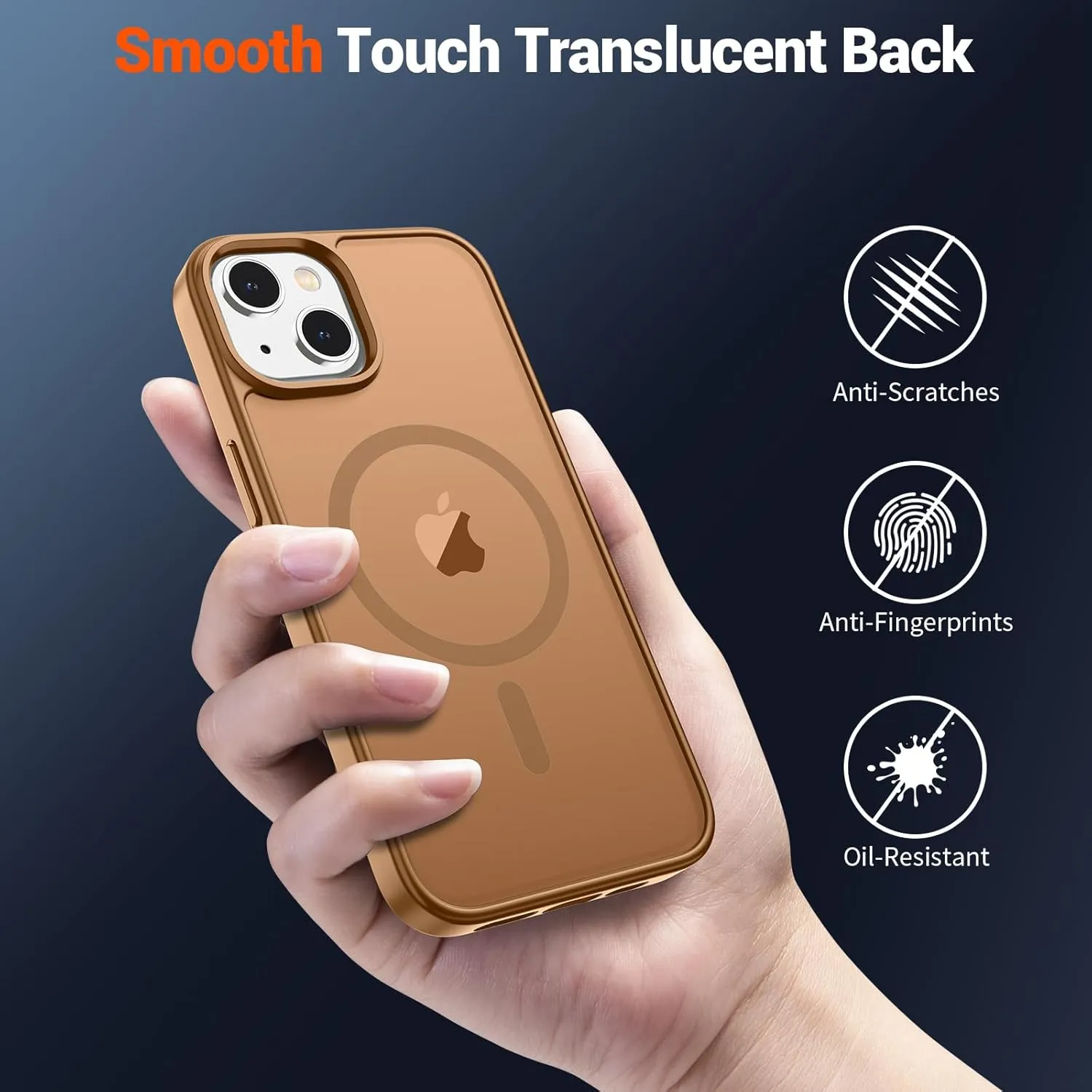 SUPFINE Magnetic for iPhone 14 Case & iPhone 13 Case (Compatible with MagSafe)(Military Grade Drop Protection) Slim Translucent Matte Shockproof Phone Cover,Brown