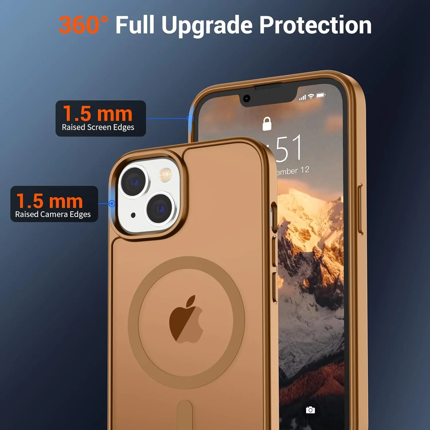SUPFINE Magnetic for iPhone 14 Case & iPhone 13 Case (Compatible with MagSafe)(Military Grade Drop Protection) Slim Translucent Matte Shockproof Phone Cover,Brown