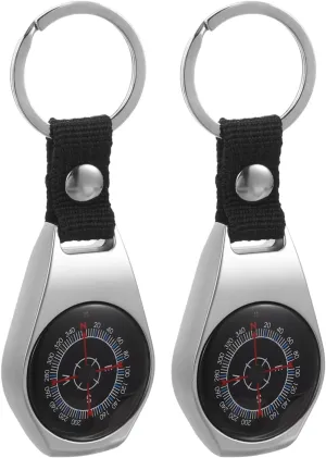 SUPVOX 2pcs Compass Keychain Pocket Compass Keyring for Outdoor Hiking and Camping Easy to Read Graduated Ring Portable Navigation Tool