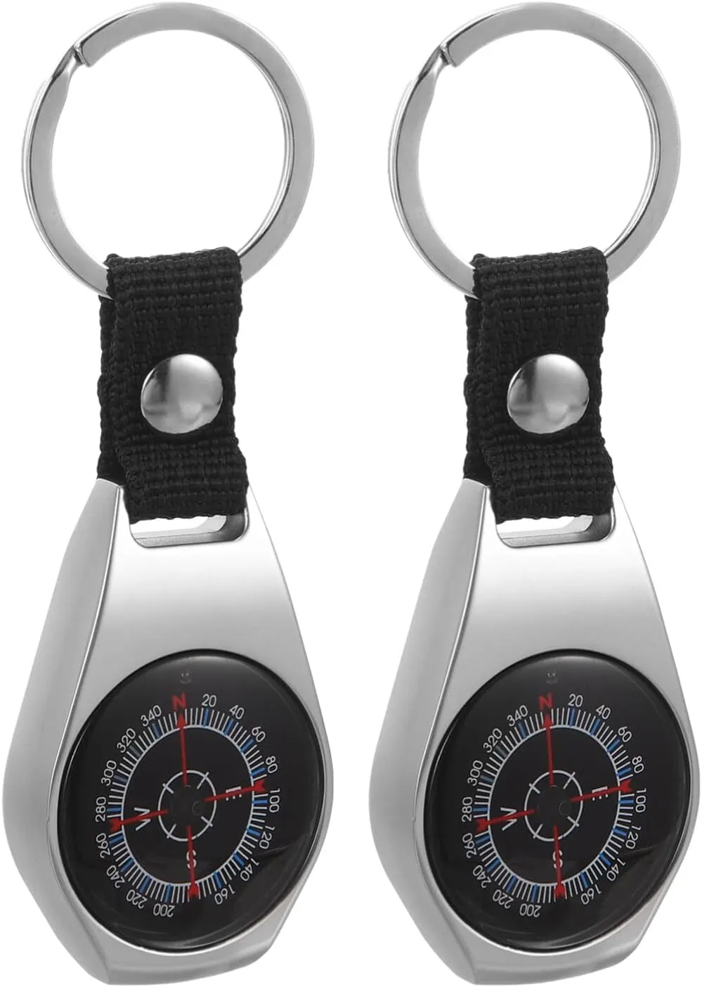 SUPVOX 2pcs Compass Keychain Pocket Compass Keyring for Outdoor Hiking and Camping Easy to Read Graduated Ring Portable Navigation Tool