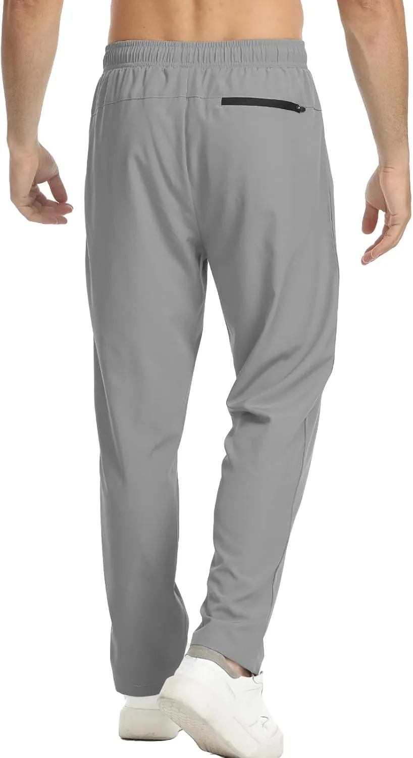 Surenow Men's Athletic Running Sweatpants Lightweight Stretch Jogger Track Pants Tapered Workout Gym Pants with Zipper Pocket
