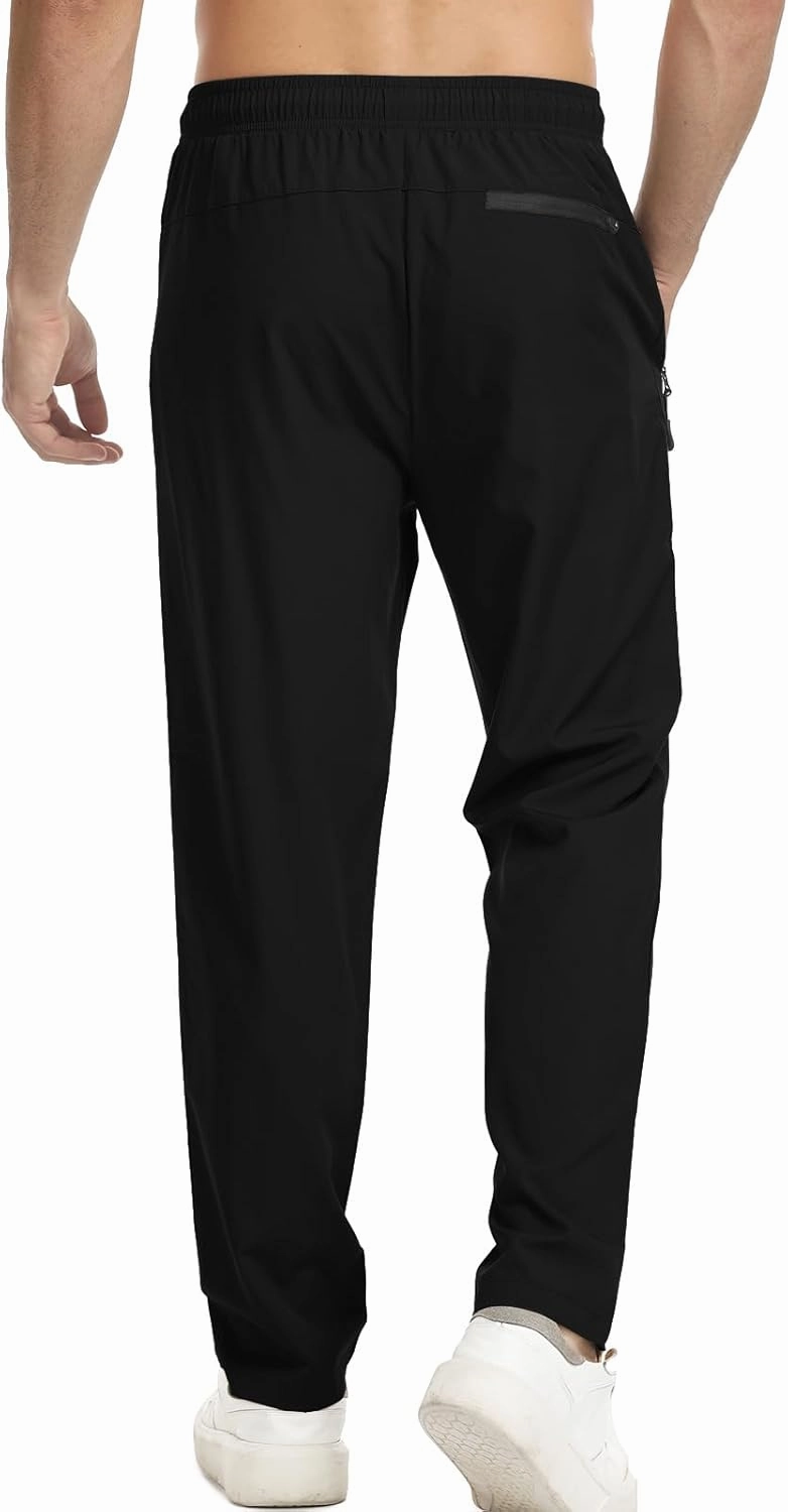Surenow Men's Athletic Running Sweatpants Lightweight Stretch Jogger Track Pants Tapered Workout Gym Pants with Zipper Pocket