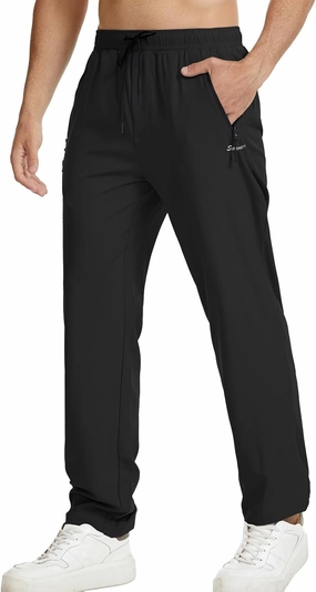 Surenow Men's Athletic Running Sweatpants Lightweight Stretch Jogger Track Pants Tapered Workout Gym Pants with Zipper Pocket
