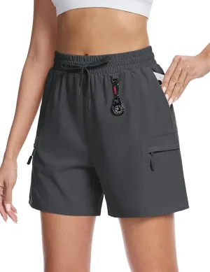 TACVASEN Women's 5" Hiking Cargo Shorts Lightweight Water Resistant Athletic Shorts with Zipper Pockets Golf Summer