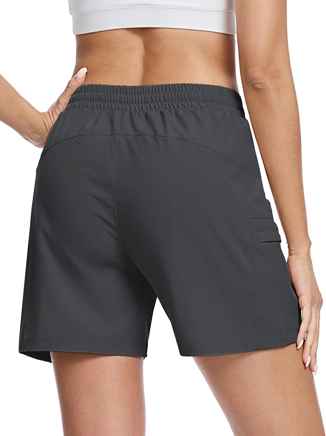 TACVASEN Women's 5" Hiking Cargo Shorts Lightweight Water Resistant Athletic Shorts with Zipper Pockets Golf Summer