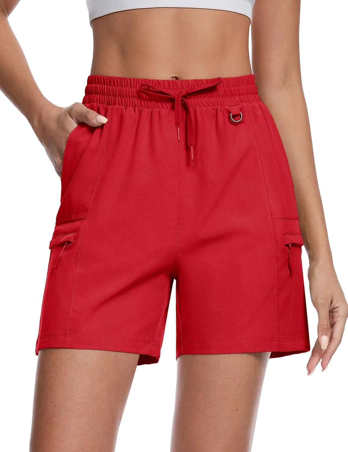 TACVASEN Women's Hiking Cargo Shorts Lightweight Water Resistant 5" Athletic Shorts with Zipper Pockets Golf Summer