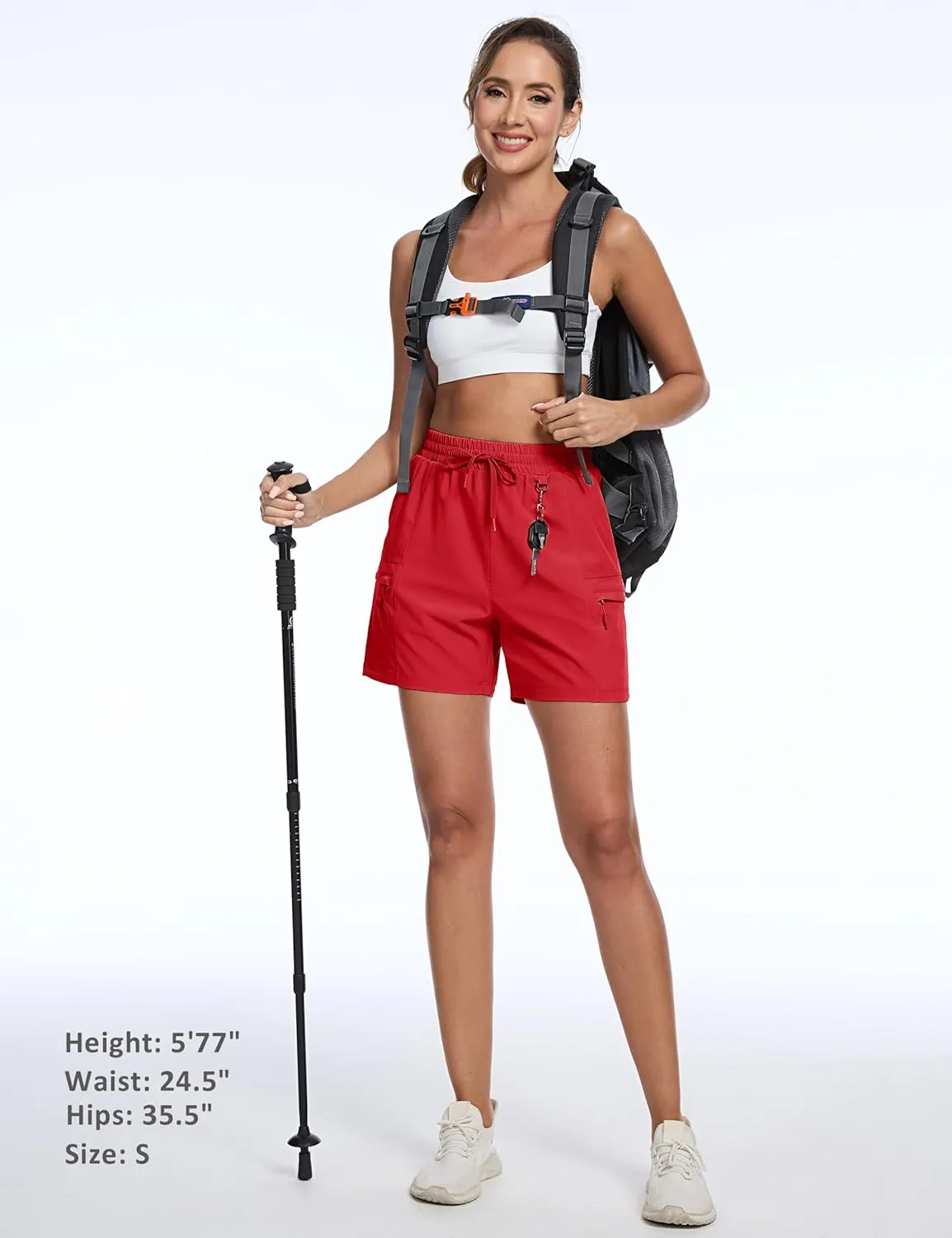 TACVASEN Women's Hiking Cargo Shorts Lightweight Water Resistant 5" Athletic Shorts with Zipper Pockets Golf Summer