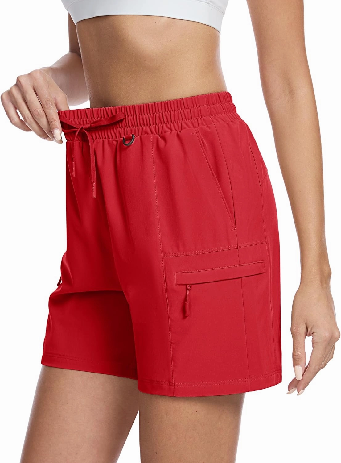 TACVASEN Women's 5" Hiking Cargo Shorts Lightweight Water Resistant Athletic Shorts with Zipper Pockets Golf Summer