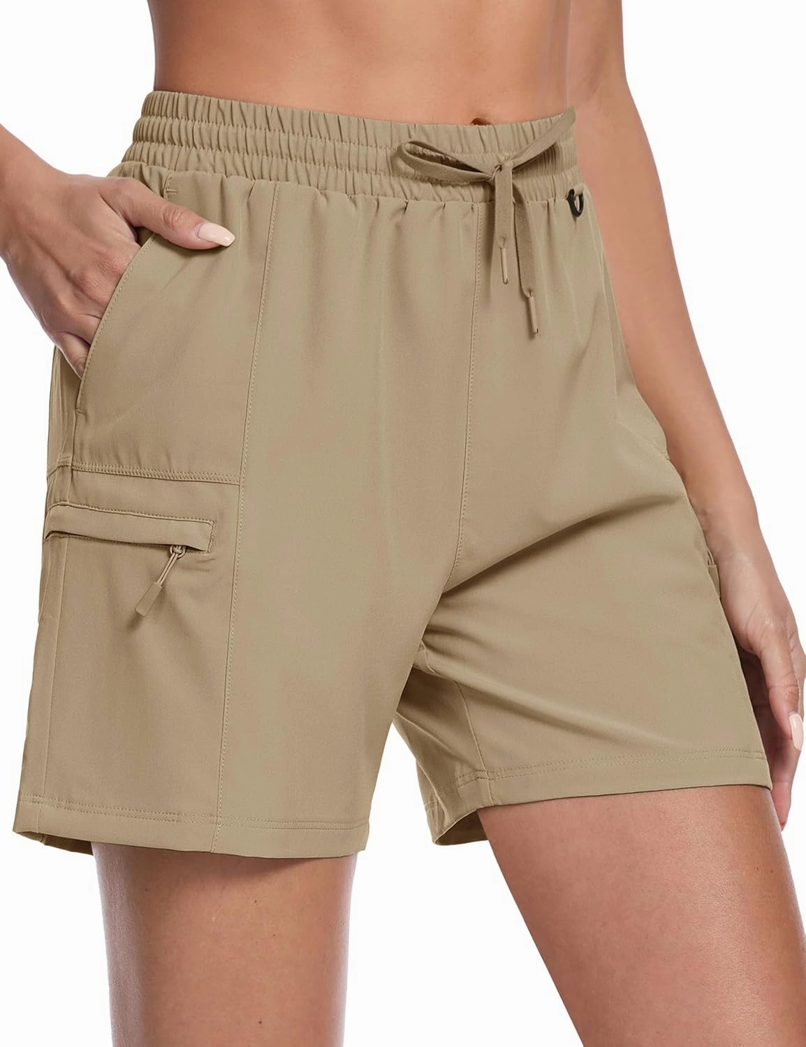 TACVASEN Women's Hiking Cargo Shorts Lightweight Water Resistant 5" Athletic Shorts with Zipper Pockets Golf Summer